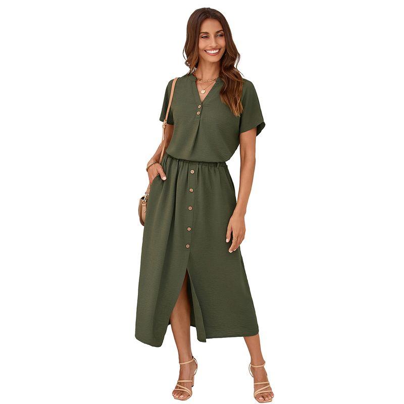 

American Shiying Temperament Commuter Fashion Skirt Suit Women 2025 Summer New Short sleeve Long dress Two-piece Set Women Green XL code fits (70.00 kg-75.00 kg