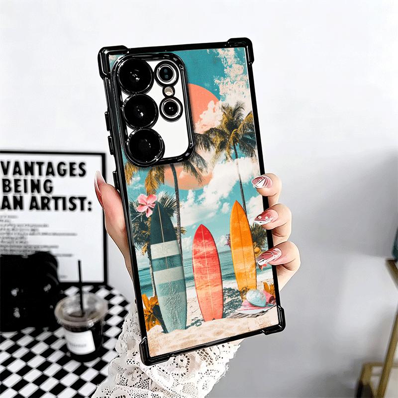 Surfboard Surfing Surf Summer Plating Phone Case For Samsung Galaxy S24 S25 FE S26 Edge S23 Ultra S22 S21 Plus S20 Anti-Fall Air