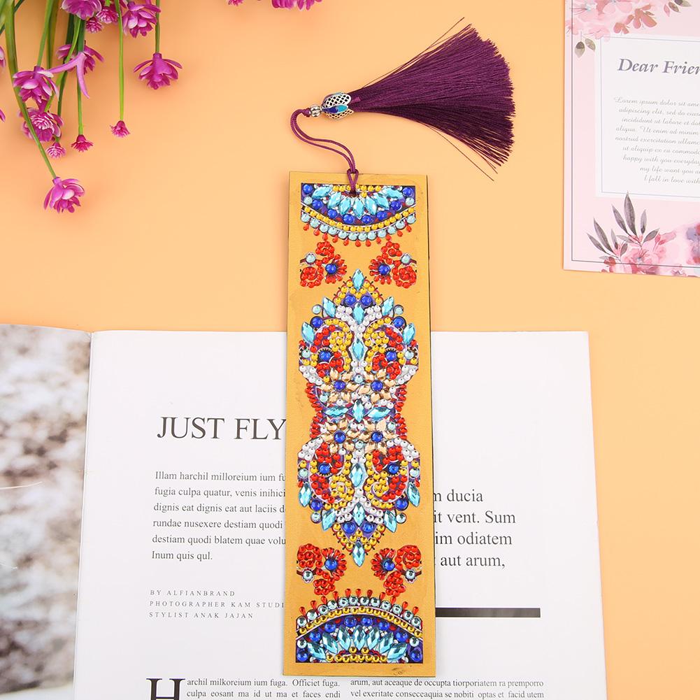 Custom Mandala Mosaic PU Leather DIY Diamond Painting Bookmark R-M038-059/AA129-153