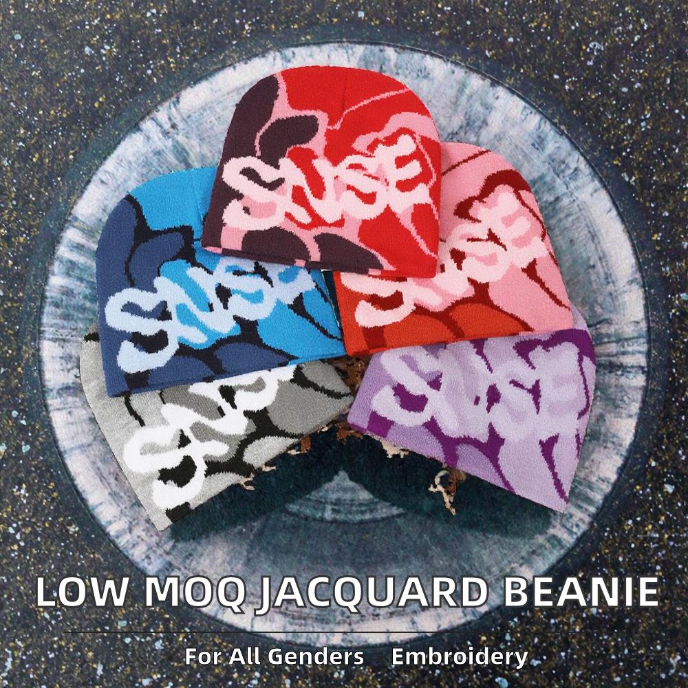 Best Price Jacquard Beanie with Fold Cuffless Winter Skull Knitted Hat Low MOQ Custom Logo High Quality for Beach Use