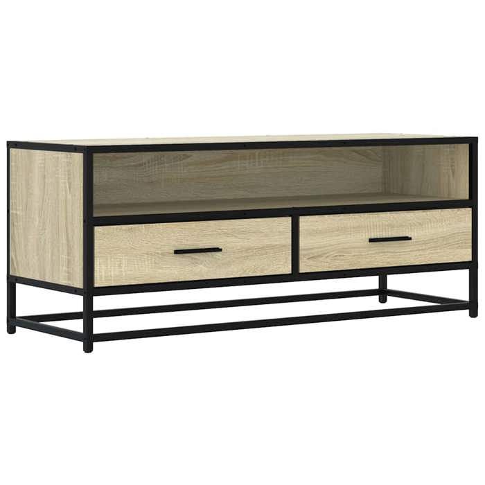 VidaXL Meuble TV chêne sonoma 100x34,5x40cm bois d'ingénierie et métal, banc TV, meuble hifi, centre de divertissement, 848815