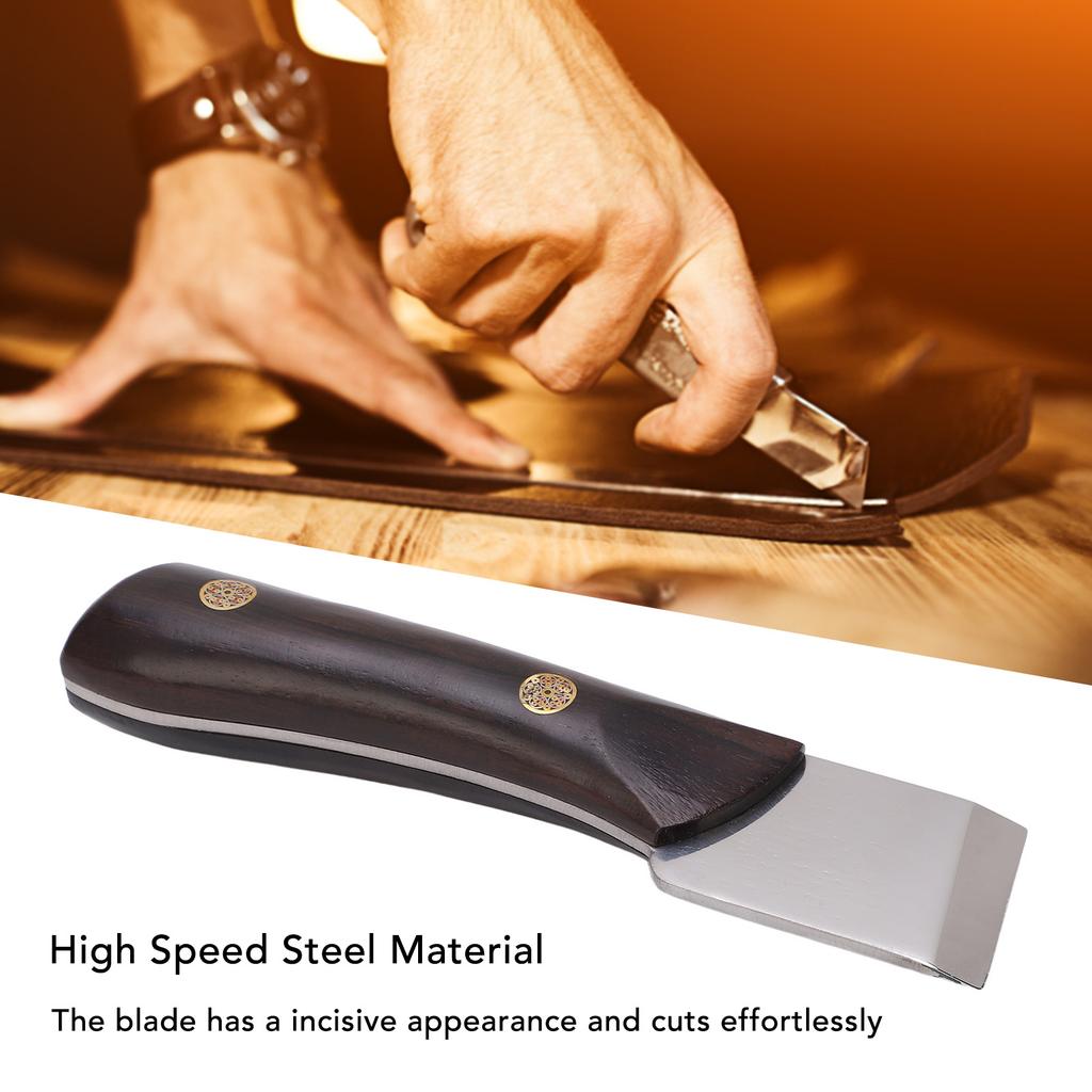 Leather Skiving Knife High Speed Steel Small Ergonomic Wooden Handle Leather Cutting Knife Knife for DIY Leathercraft