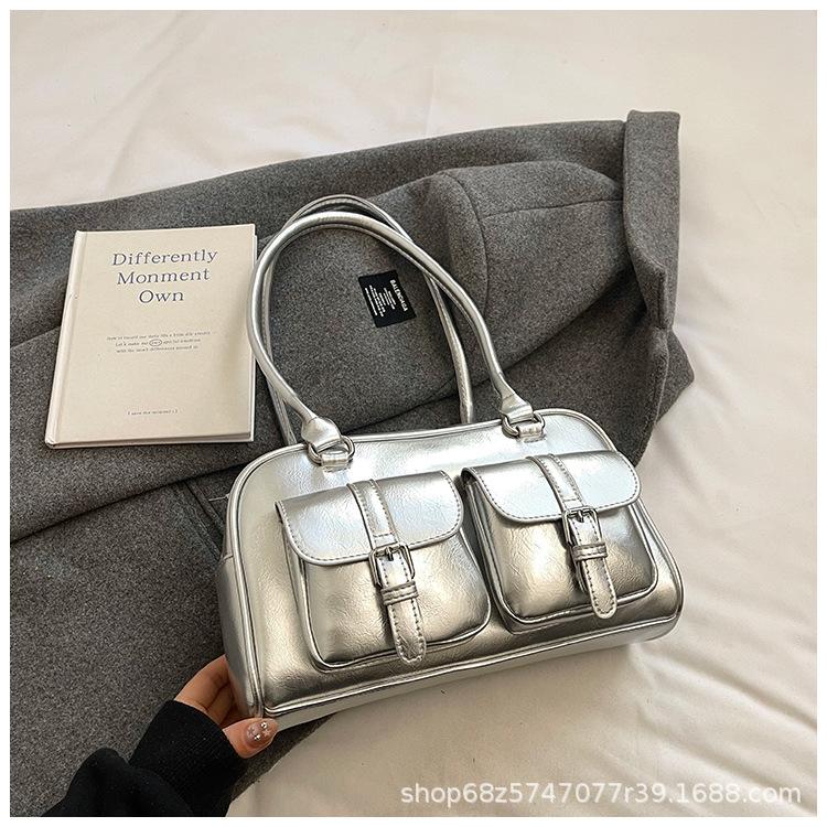 Niche Design Simple Retro Shoulder Portable Commuter Bag Women 2025 Fashion New High-end Bowling Bag