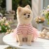 Short Sleeve Dog Striped Skirt Breathable Cat Princess Dress Summer Pet Costume  Outdoor Walking