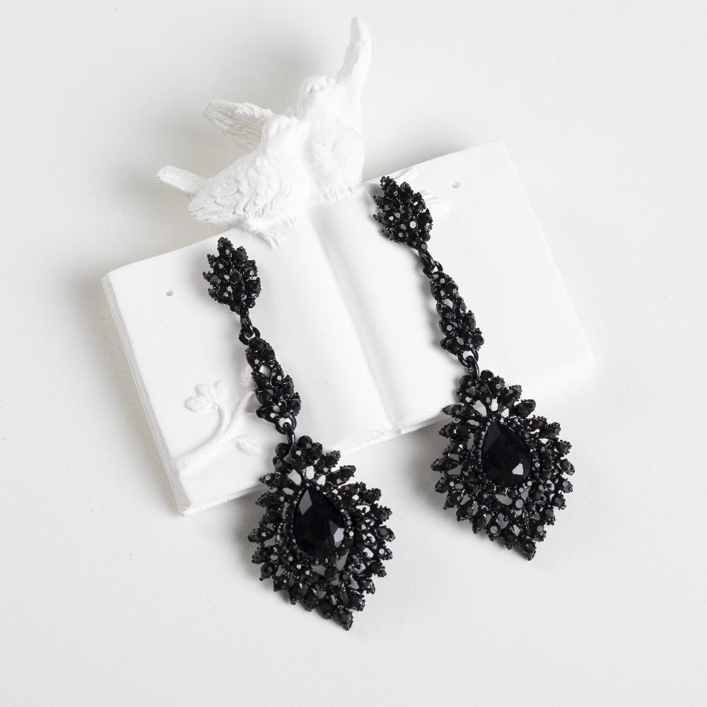 Retro Long Water Drop Rhinestone Earrings, Alloy Diamond-encrusted Gypsy Bride Earrings, High-end Antique Earrings