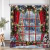 Christmas Shower Curtain Xmas Tree Gifts Winter Forest Cedar Nature Landscape Home Wall Hanging Fabric Bathroom Curtains Decor