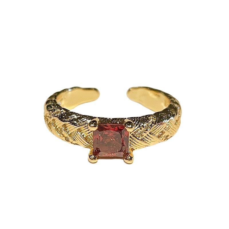 Medieval French Retro High-End Colored Treasure Zir*****Pen Ring Full Of Diamonds Exquisite Personalized Accessories