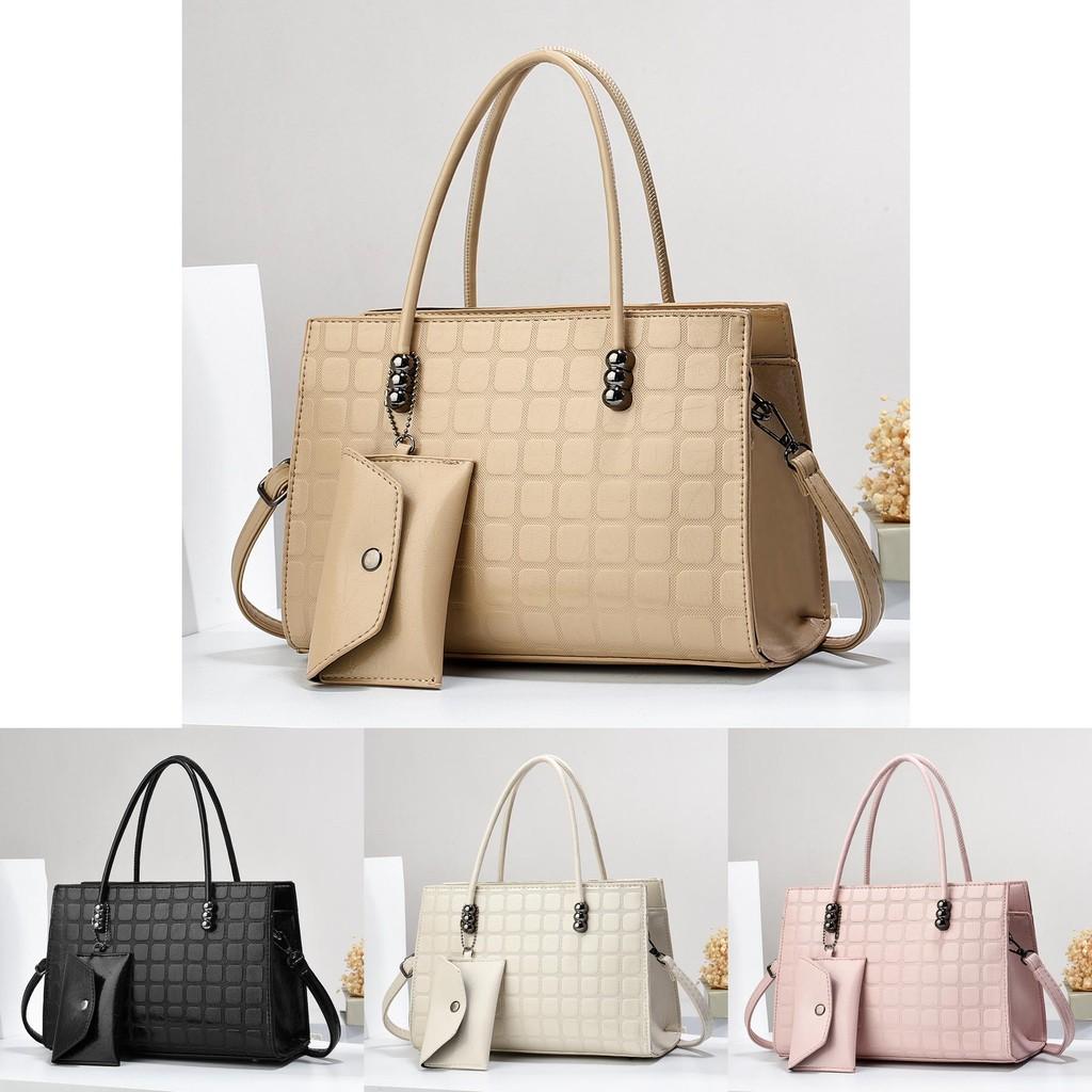 Elegant Pu Leather Tote Bag With Trendy Plaid Design Ideal For Everyday Outfits In Multiple Colors