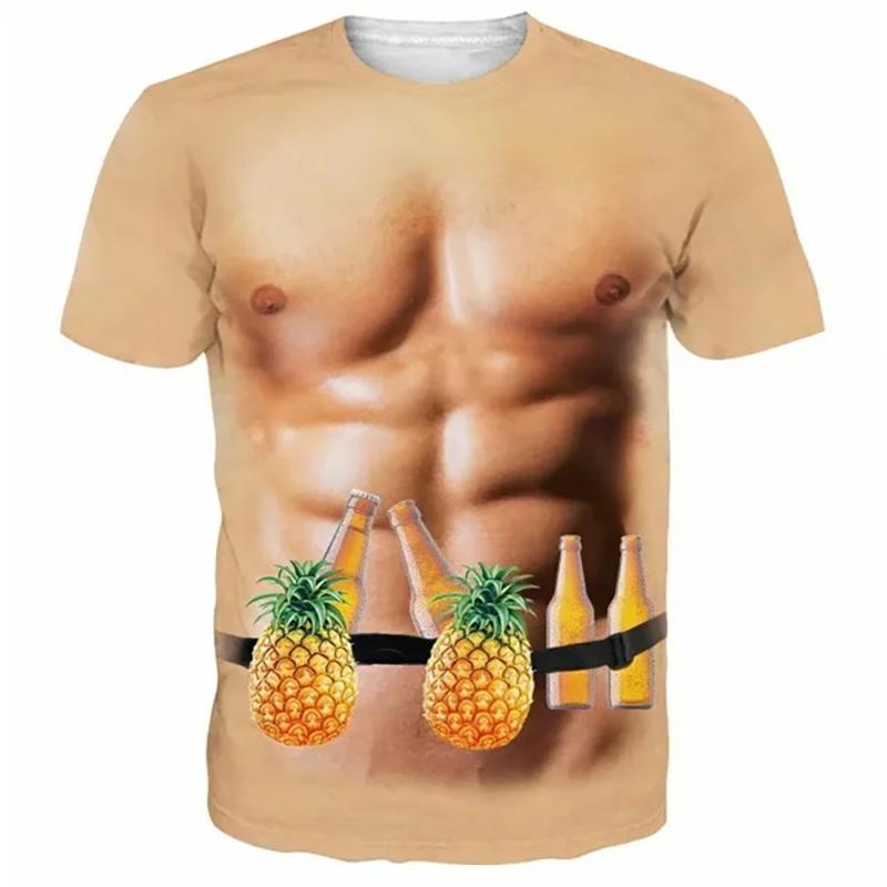 

Летняя футболка с круглым вырезом и 3D-принтом мышечной графики, модная повседневная мужская футболка с коротким рукавом XS