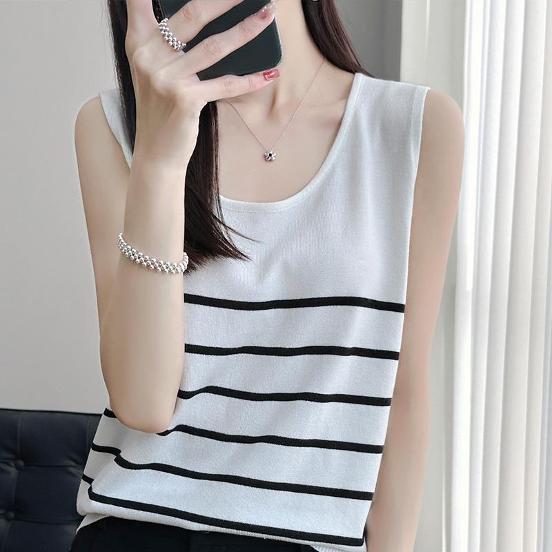 Mulheres Regata Listrada MODERNO NOVA SAGA Verão Camiseta Sem Mangas Top de Malha Casual Colete Feminino Gola O