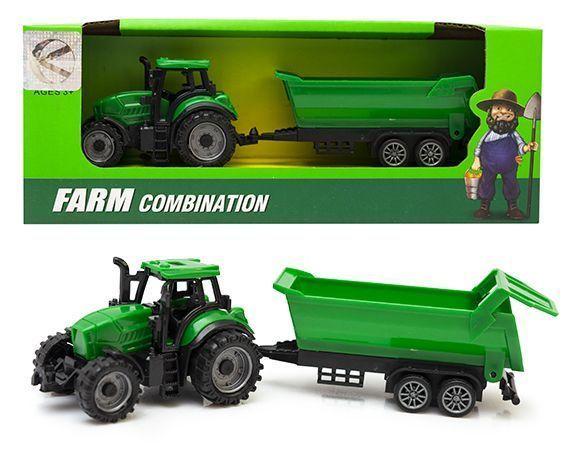 Trauktor Przyczepą Zabawka Dla Dzieci Plastikowy Farmerski Zestaw 2