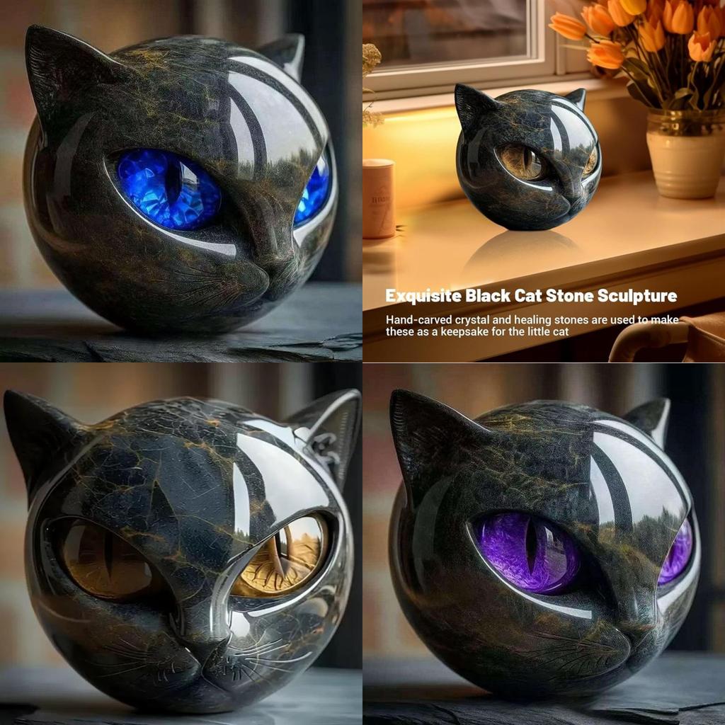 Kreative Katzen-Harz-Ornamente mit Steinmuster für Party-Dekoration und Geschenke