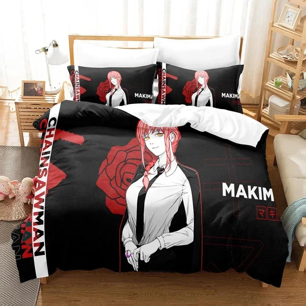Anime Chainsaw Man Mitaka Asa Bedding Set Boys Girls Twin Queen Size Duvet Cover Pillowcase Bed Kids Adult