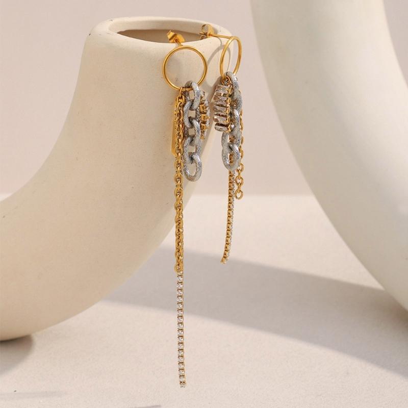 Sparkling Tassels Drop Earrings With Cubic Zirconia Stones Sturdy Allergy Resistant For Women
