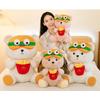 Adorable Large Burger And Fries Bear Plush Toy Cute Stuffed Animal Pillow Gift