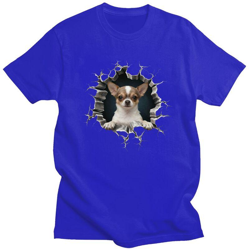 Breaking Through Chihuahua T Shirts Men ShortSleeve Dog Lover Tshirt Casual Tee For Husband100 Cotton Slim Fit Tshirt