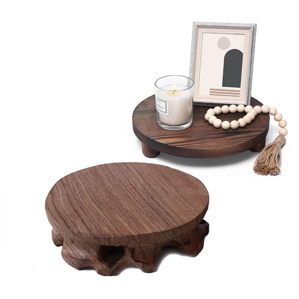 Exquisite Solid Wood Pedestal Vintage Figurines Stand Tea Sets Crafts Display Stands Stores