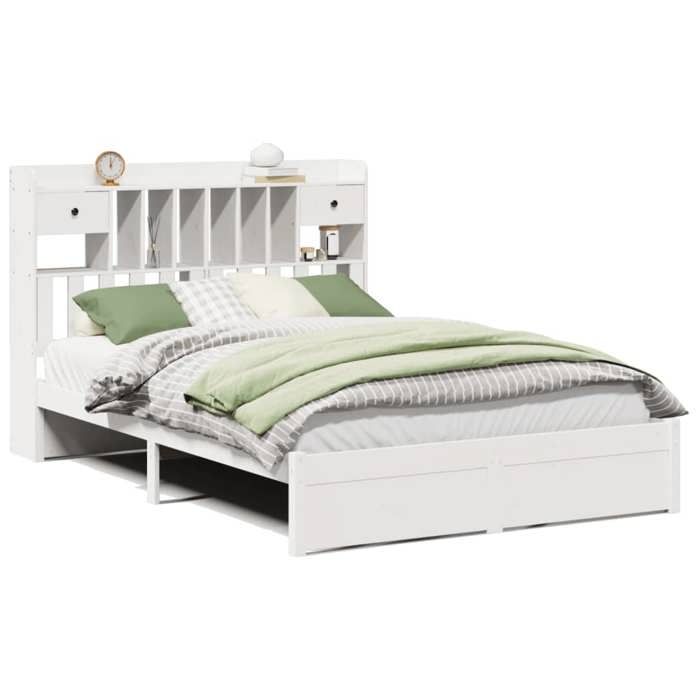 VidaXL Lit bibliothèque sans matelas blanc 150x200 cm bois pin massif 3322422