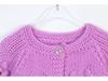 Women's Fashionable Purple Pom-Pom Cardigan - Round Neck, Beaded, Hand-Crocheted, Lazy Style, Autumn/Winter Sweater