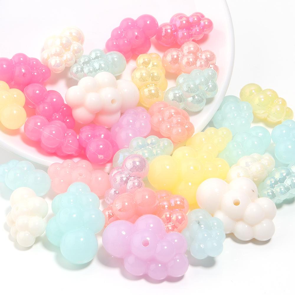 10/20pcs Cloud Shape Acrylic Beads Cute Jelly Color Loose Spacer Beads For Jewelry Making DIY Bracelets Phone Key Chain Supplies