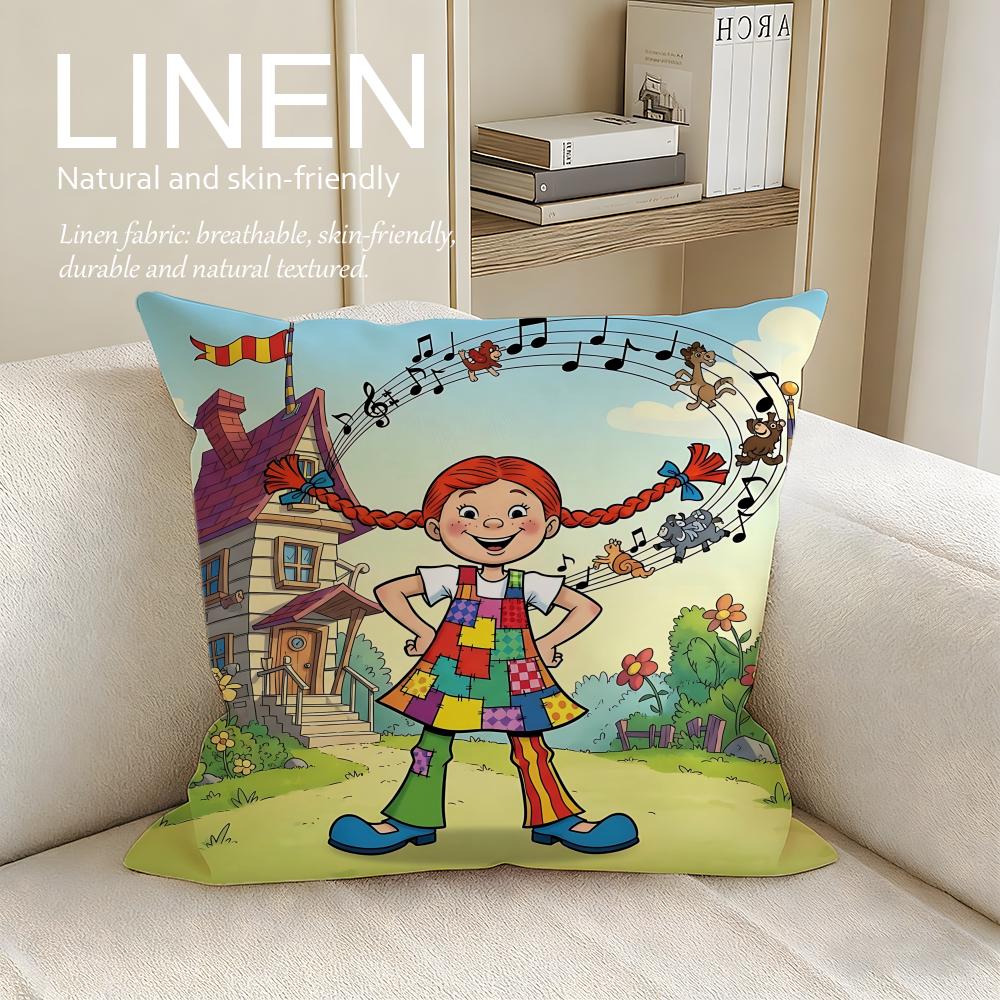 Classic Pippi Longstocking Cushion Cover Pillowcase Set Pcs x x Breathable Washable Sofa Cushion Cover