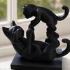 3D Printed Cat Figurine Black Figurine, Modern Kitten Statue, Animal Shape Office Desk Figure Decoration for Home Office, Gift Lovers