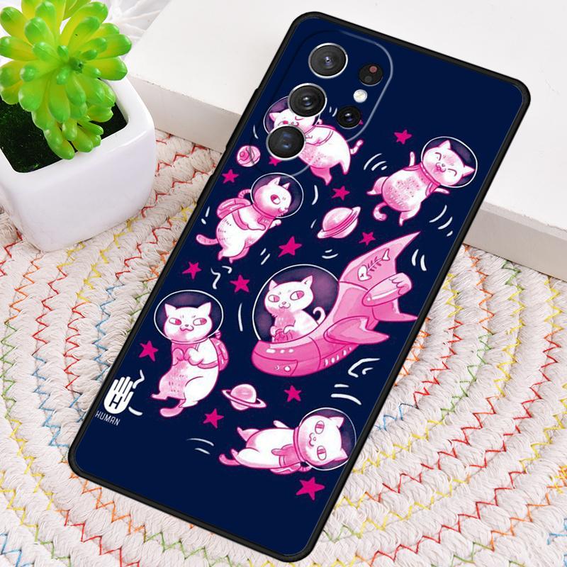 Space Happy Cats TPU Phone Case For Samsung Galaxy Note 10 Pro S26 S25 S24 S23 S22 Ultra Plus S21 FE S20 Shockproof Cover
