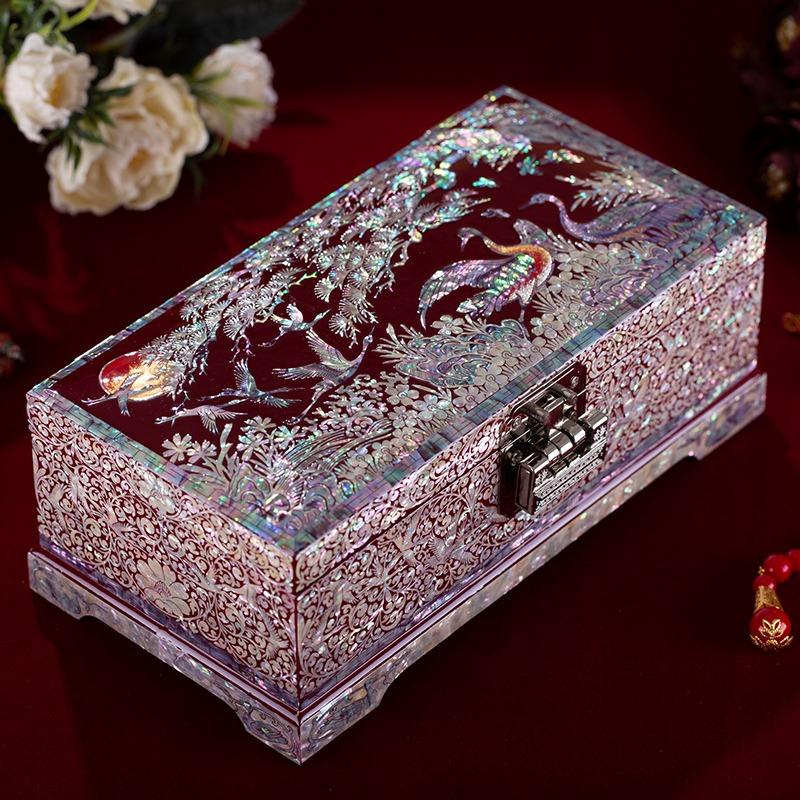 Pingyao Lacquer Jewelry Box Vintage Non Heritage Gold Jewelry Storage Wedding Gift