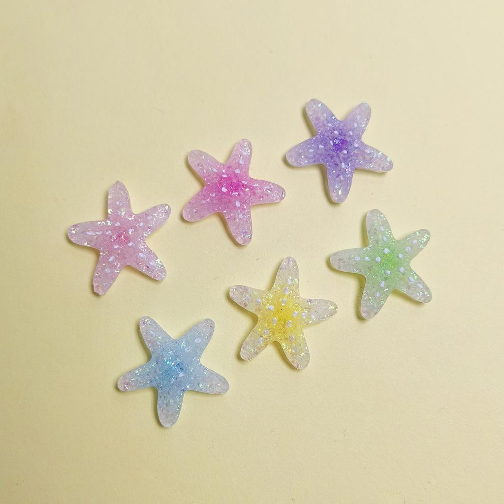 New 100Pcs Cute Colorful Starfish Shape Flatback Resin Cabochons Summer Sea Beach Animals Embellishments for Scrapbooking DIY