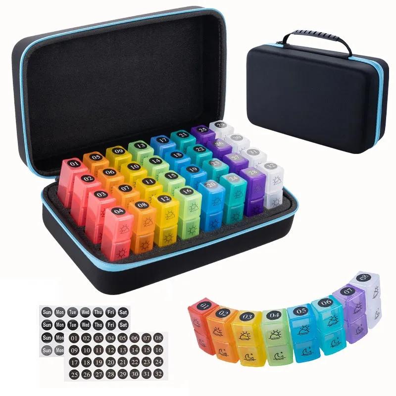 Pastillero independiente para 31 días al mes, divisor de pastillas para mañana, mediodía y noche, pastillero de almacenamiento conveniente