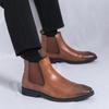 Classic Men Business Ankle Boots Dark Brown Men One-foot Lightweight Comfortable High-end Leather Shoes Social Boots Sizes 38-46
