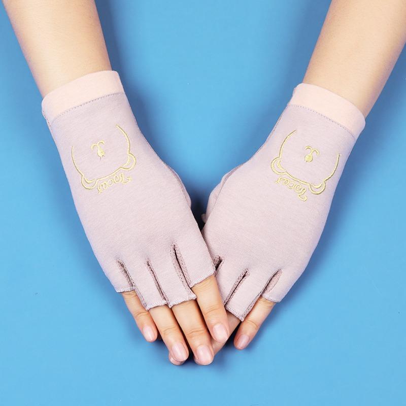 Sunscreen gloves with exposed fingers Thin women's summer driving, cycling, non-slip, anti-ultraviolet, tea picking, manicure, half-finger gloves