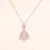 Hot-Selling Pink Zircon Pendant Necklace & Super Shiny Fairy-Style Earrings Set - Cute, Fresh Christmas Tree Design