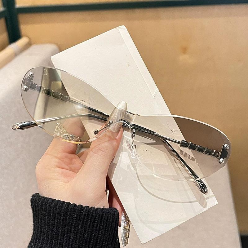 Men Women New Fashion Sunglasses Ins Style Rimless Uv400 Sunglasses Goggles Trendy Vacation Seaside Sunglasses Eyeglasses