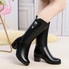 Women Winter Boots Thick Wool Warm Snow Boots Fashion Pointed End Mid-calf Leather Boots for Women Plush Cotton Boot Botas Mujer