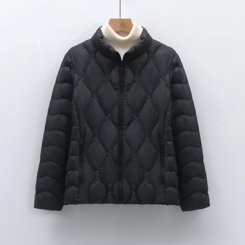 Fleece women's clothing autumn and winter new light and thin down jacket wavy pattern women's stand-up collar jacket