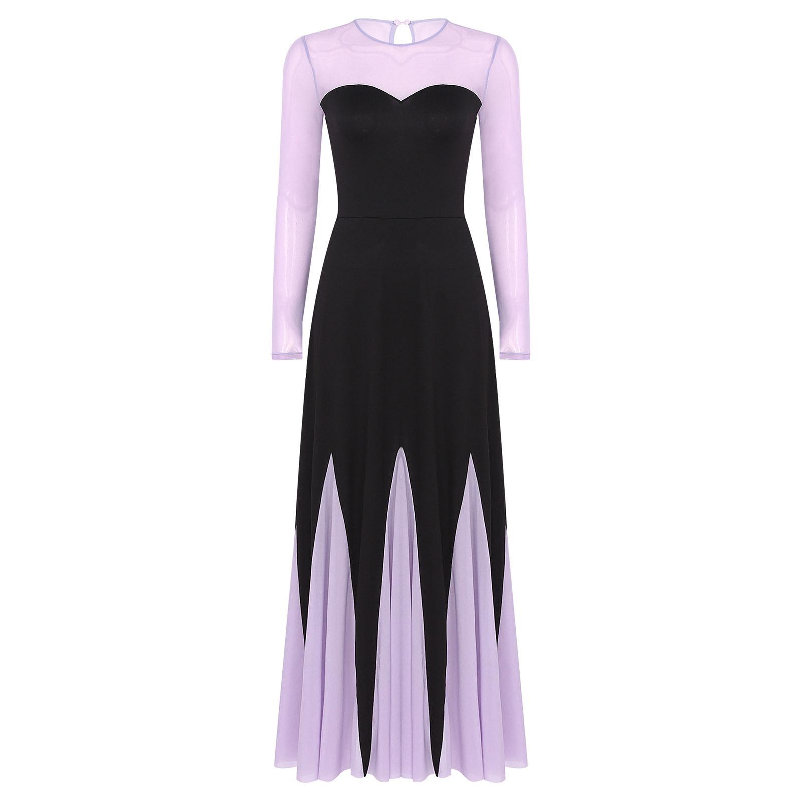 

Womens Halloween Sweetheart Long Sleeve Patchwork A-Line Mermaid Maxi Dress S