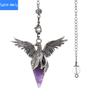 Natural crystal stone hexagonal cone phoenix wings pendant retro pendulum peace dove pendant