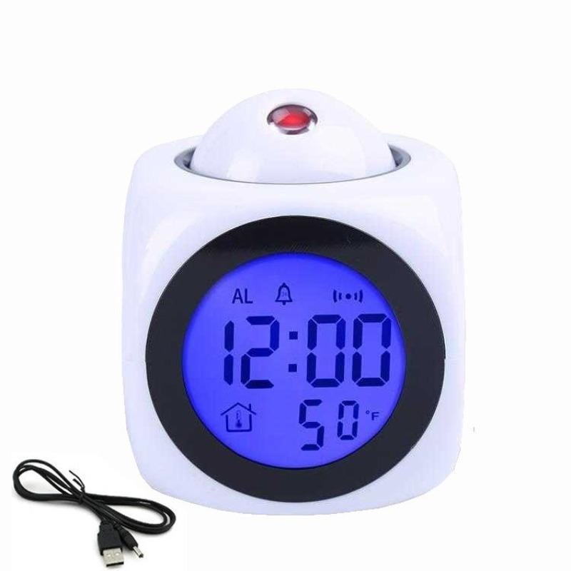 Projection alarm clock ceiling display screen, desktop clock voice multifunctional digital clock, temperature display screen