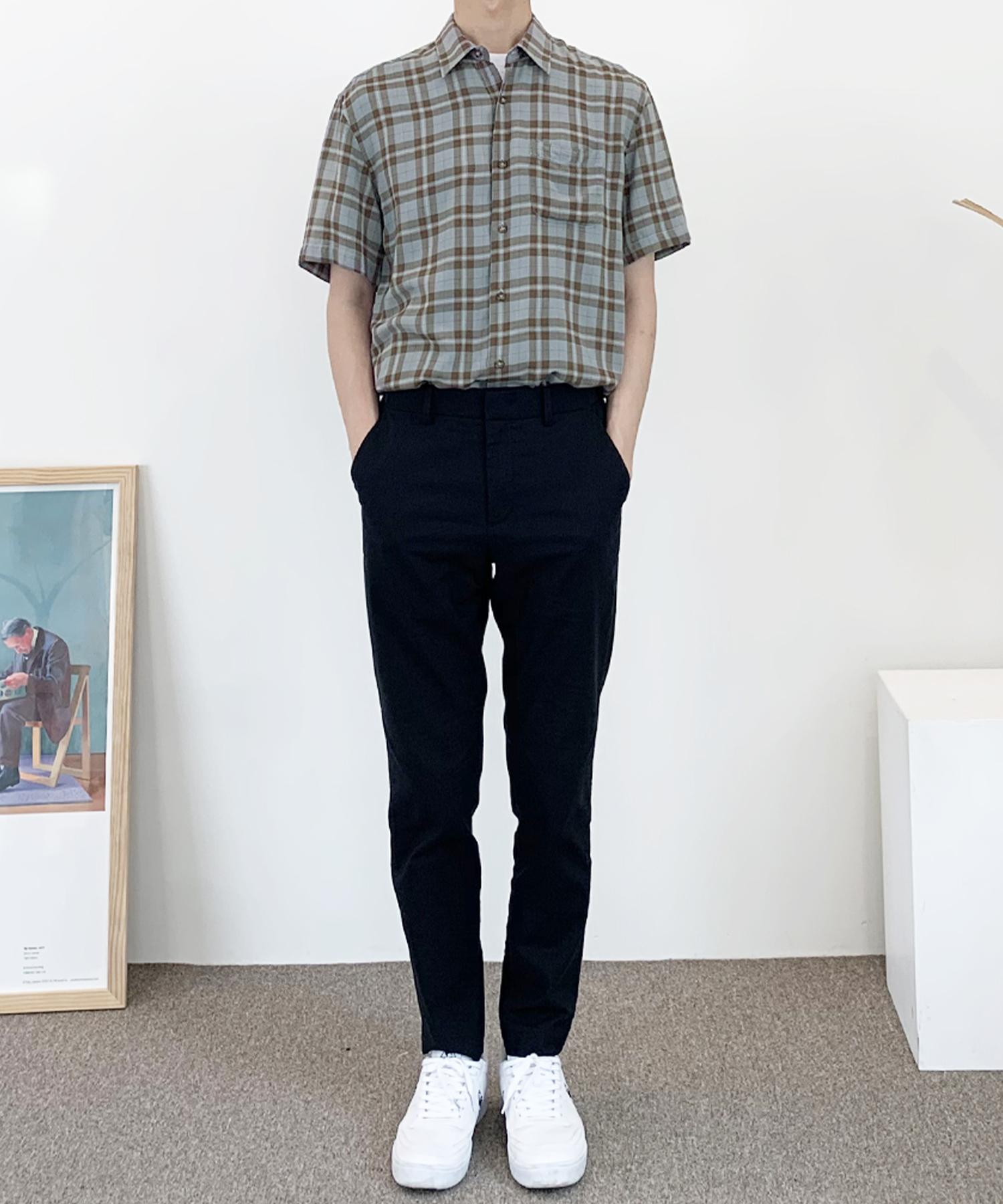 The Shirt Studio Blue Loose Fit Rayon Check Short Sleeve Shirt (Tss239) 105