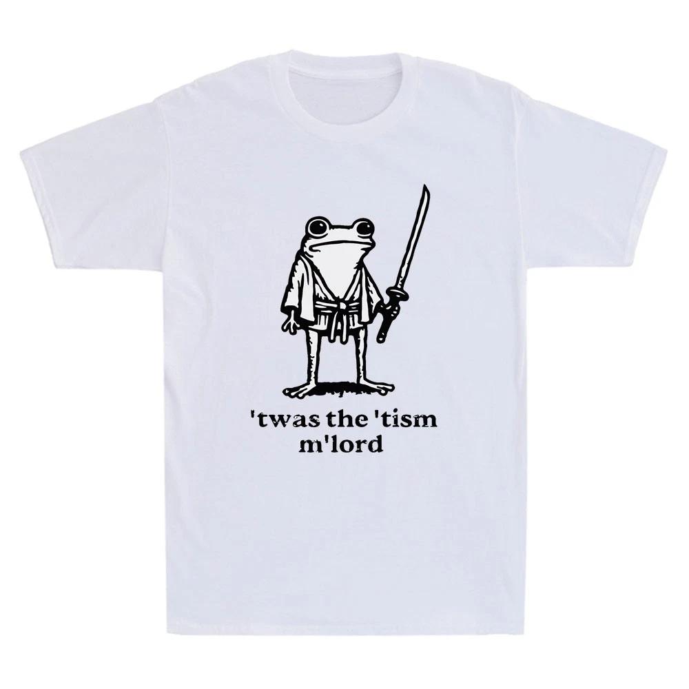 

Twas The Tism MLord Funny Medieval Knight Frog Graphic Vintage Mens TShirt 4XL
