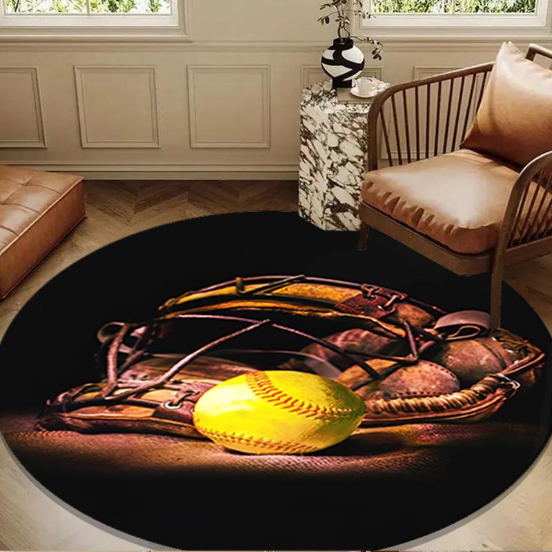 Baseball Passion And Heritage Round Rug for Livingroom,Bedroom, Palyroom, Chair Rug, Area rug, Circle Carpet, Large Size Fan Christmas gift