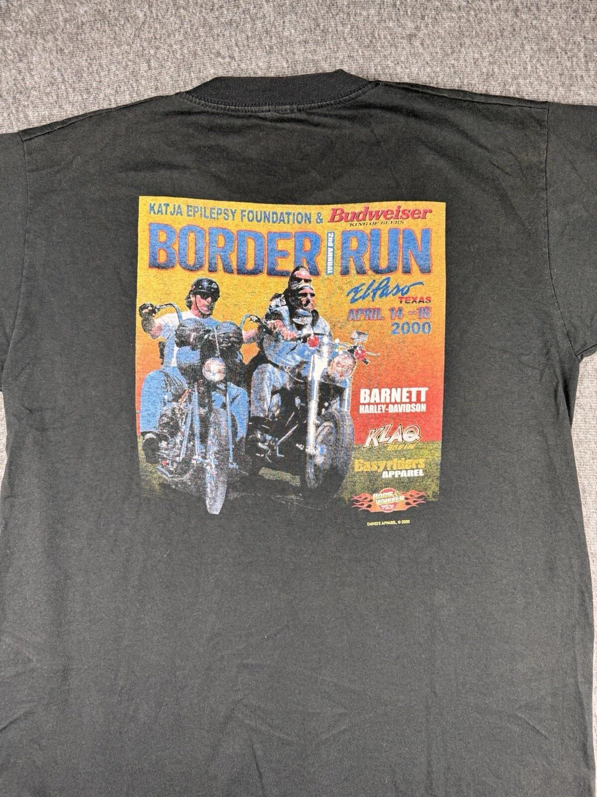Harley Davidson T shirt mens size xl black graphic Barnetts Border Run Budweiser 4XL