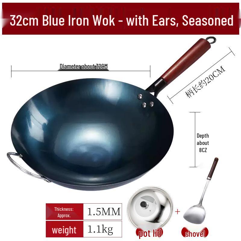 

Вок с круглым дном в старинном стиле: Кованый чугун, Не требует приправы, Сковорода вок с антипригарным покрытием