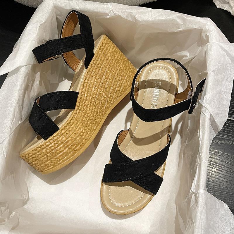 Sandals Women's Large Size Slope Heel Thick Bottom Sandals Ladies Sandals