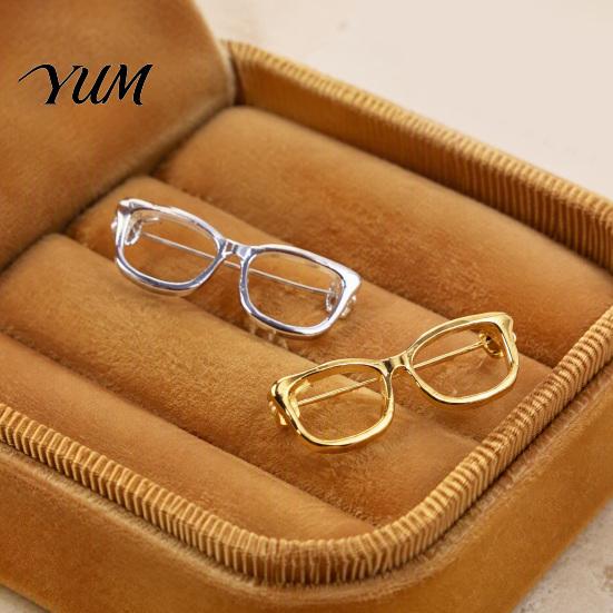 Golden Alloy Brooch Glasses for Men Women, Eyeglasses Shape Lapel Versatile Outfits Accessory Pin, Decorative Suits Shirts Sweaters Anti Oxidation
