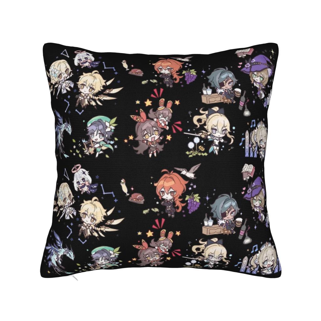 Genshin Impact Characters Collection Pillowcase Printed Cushion Cover Decorative Video Games Cartoon Throw Pillow Case Cover