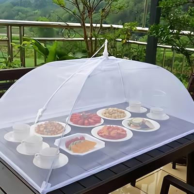 Large Pop-up White Mesh Food Cover Tent, Say Goodbye To Fly Harassment, This Meal Cover Gives You Full Security and Can Be Folded