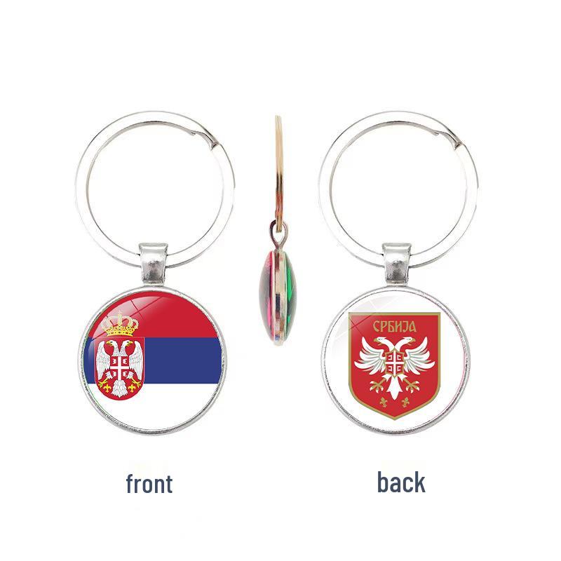 World Cup Top 32 National Flags & Team Emblems Double-sided Keychain
