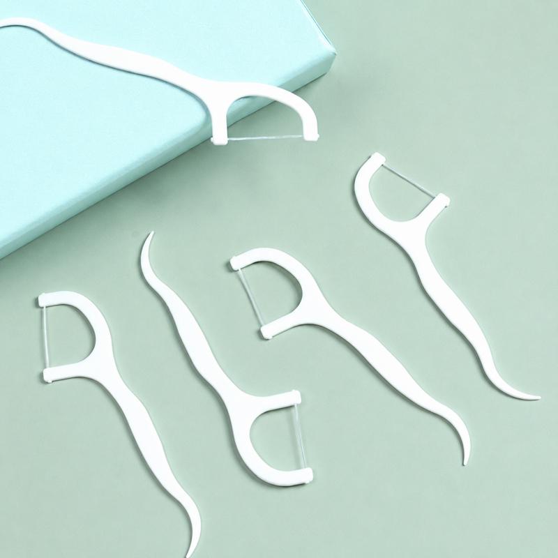 50 Pcs Dental Floss Picks With Portable Storage Box, Curved Plastic Floss Sticks For Daily Oral Cleaning, Home Travel Use For Adults